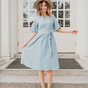 SOLD Green/Blue Roolee midi dress with pockets!
